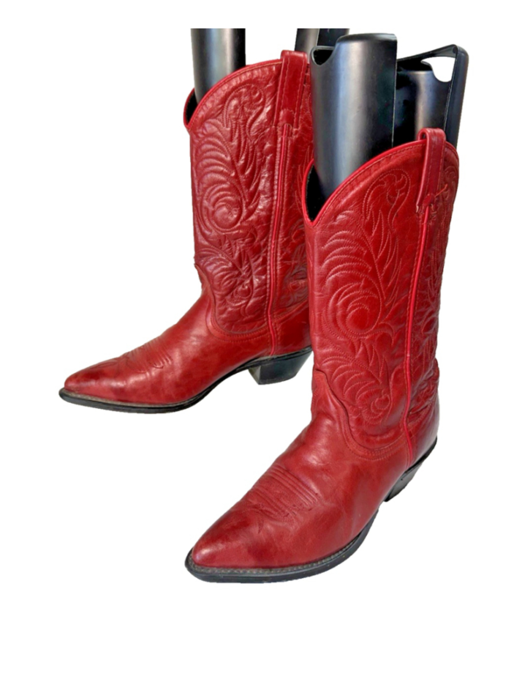 Vintage 90's Acme Red leather embroidered western leather size 7M